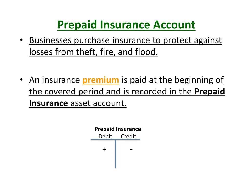 prepaid insurance account businesses purchase