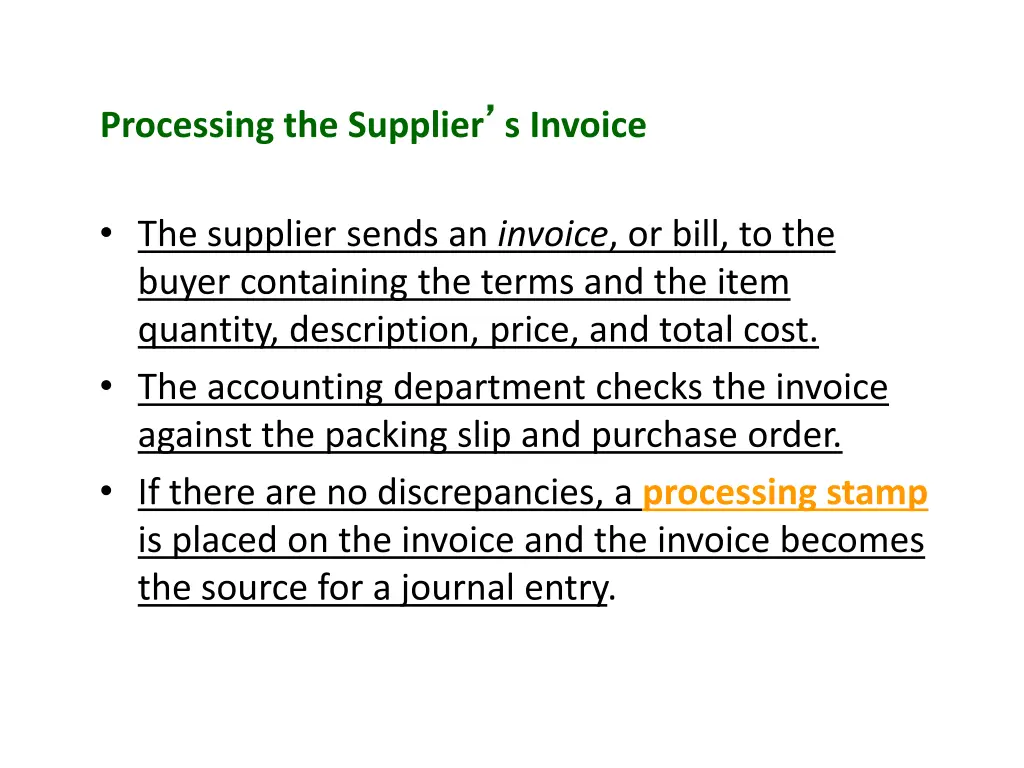 processing the supplier s invoice