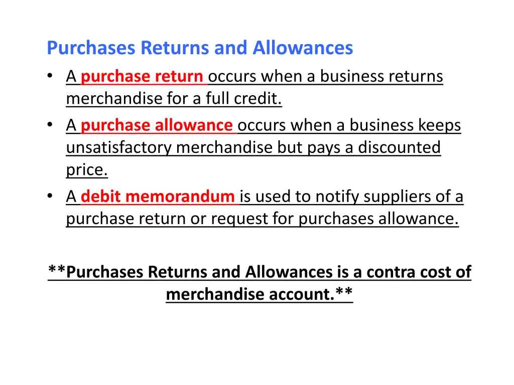 purchases returns and allowances a purchase