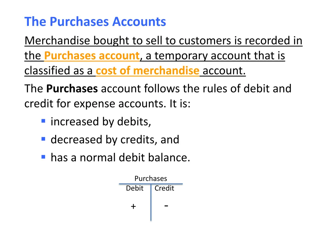 the purchases accounts merchandise bought to sell