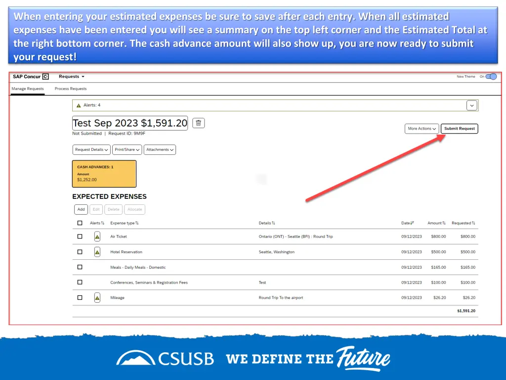 when entering your estimated expenses be sure