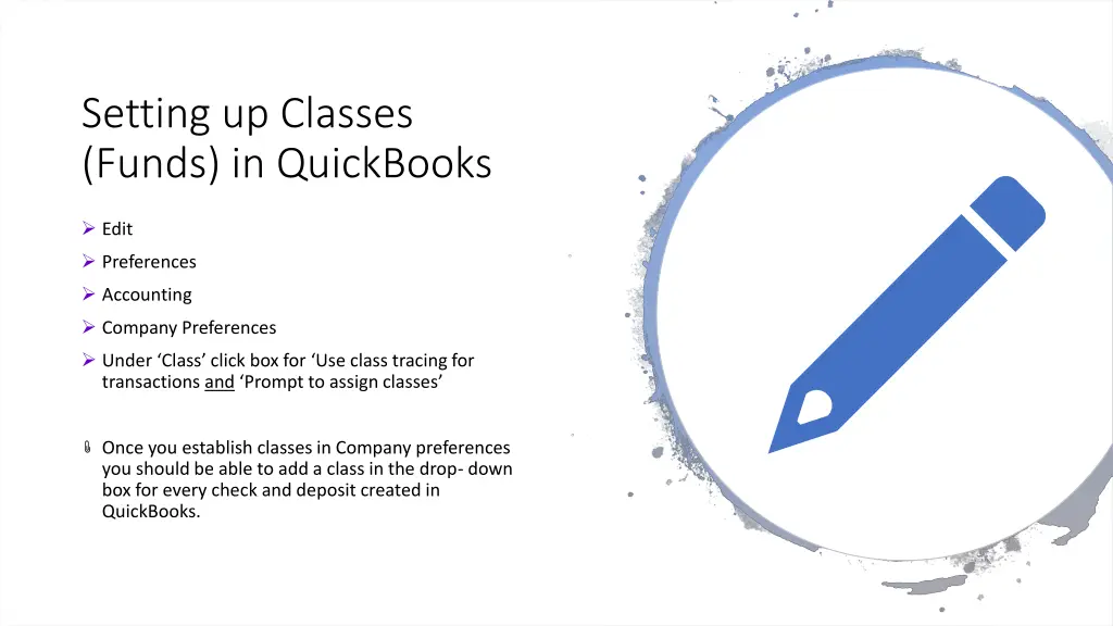 setting up classes funds in quickbooks