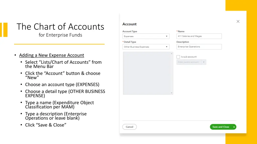 the chart of accounts for enterprise funds