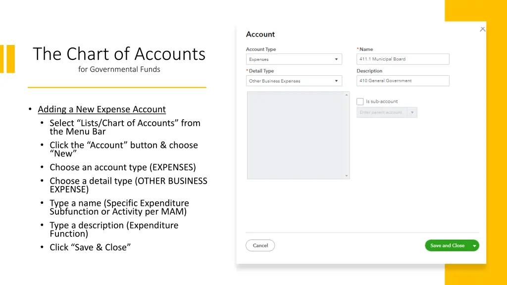 the chart of accounts for governmental funds