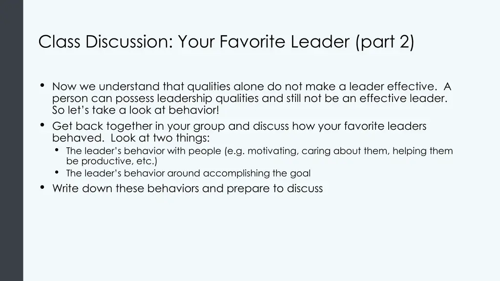 class discussion your favorite leader part 2