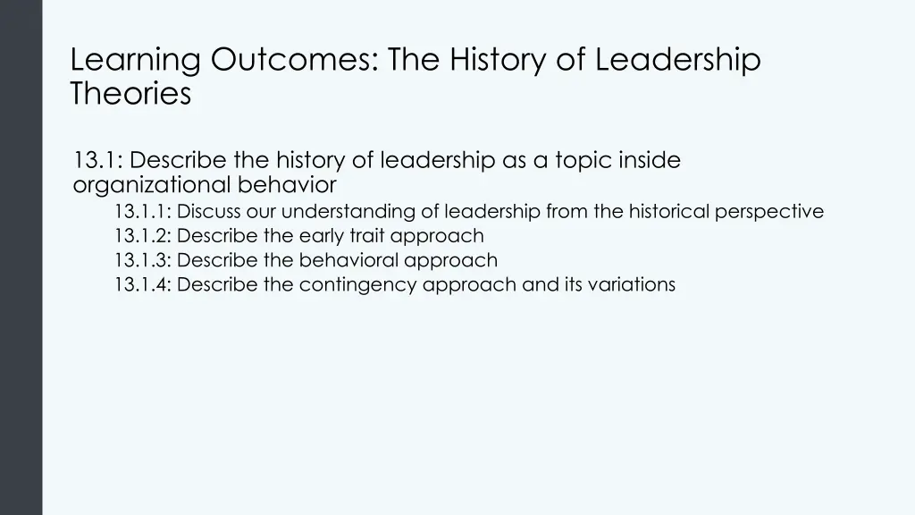 learning outcomes the history of leadership