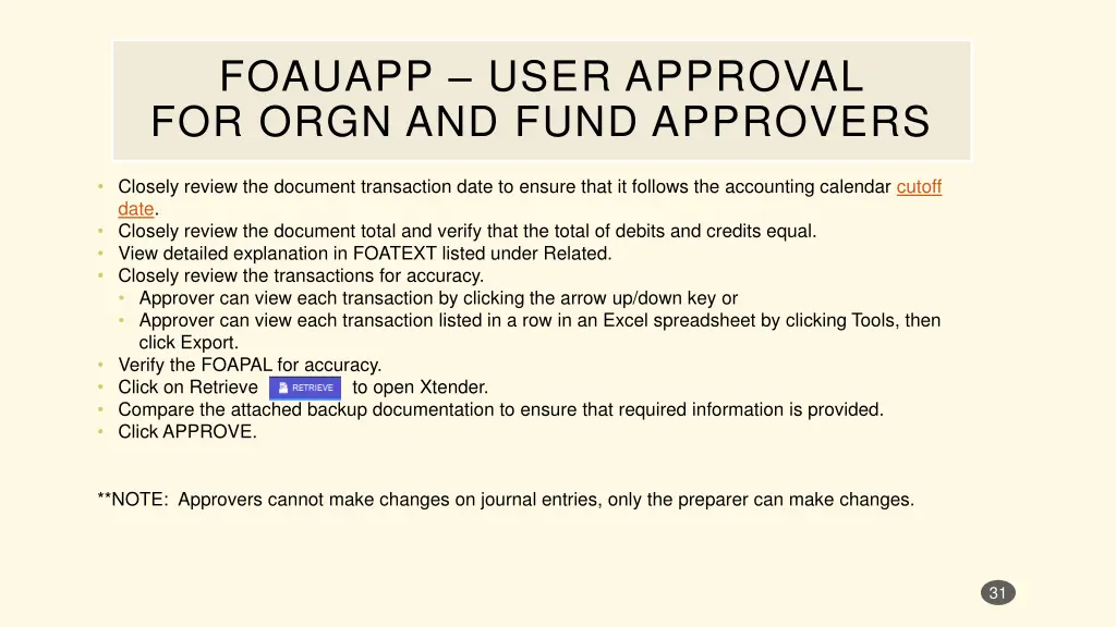 foauapp user approval for orgn and fund approvers 2