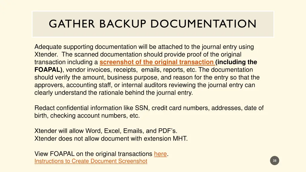 gather backup documentation 1