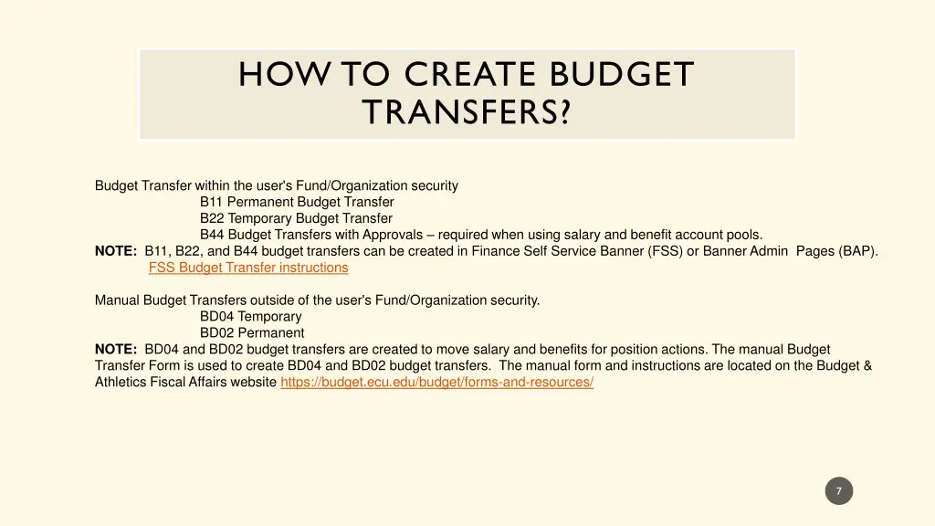 how to create budget transfers