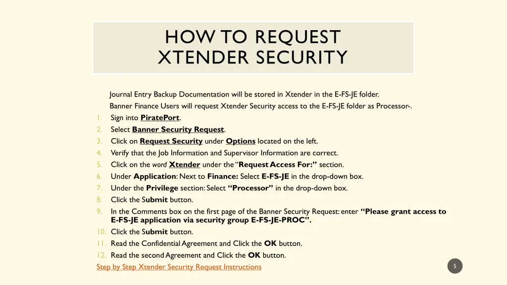 how to request xtender security