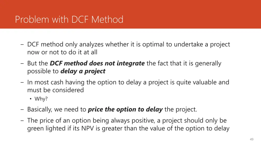 problem with dcf method