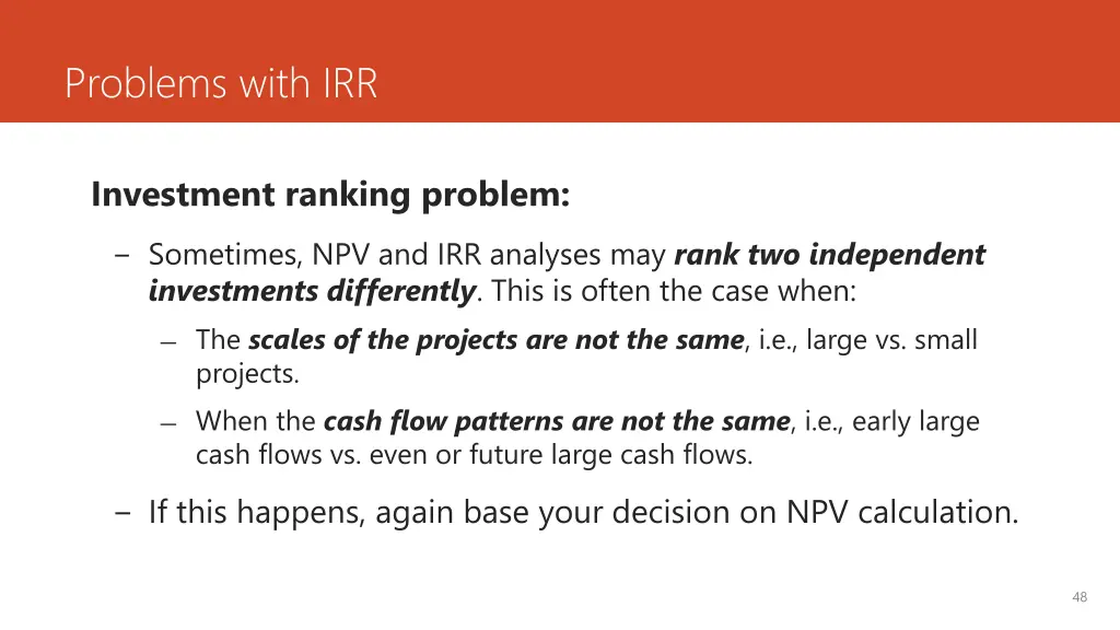 problems with irr 1