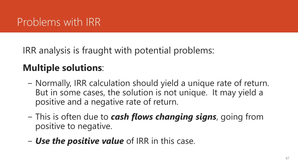 problems with irr