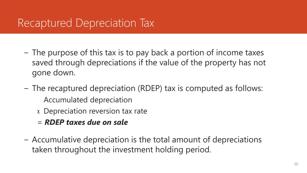 recaptured depreciation tax