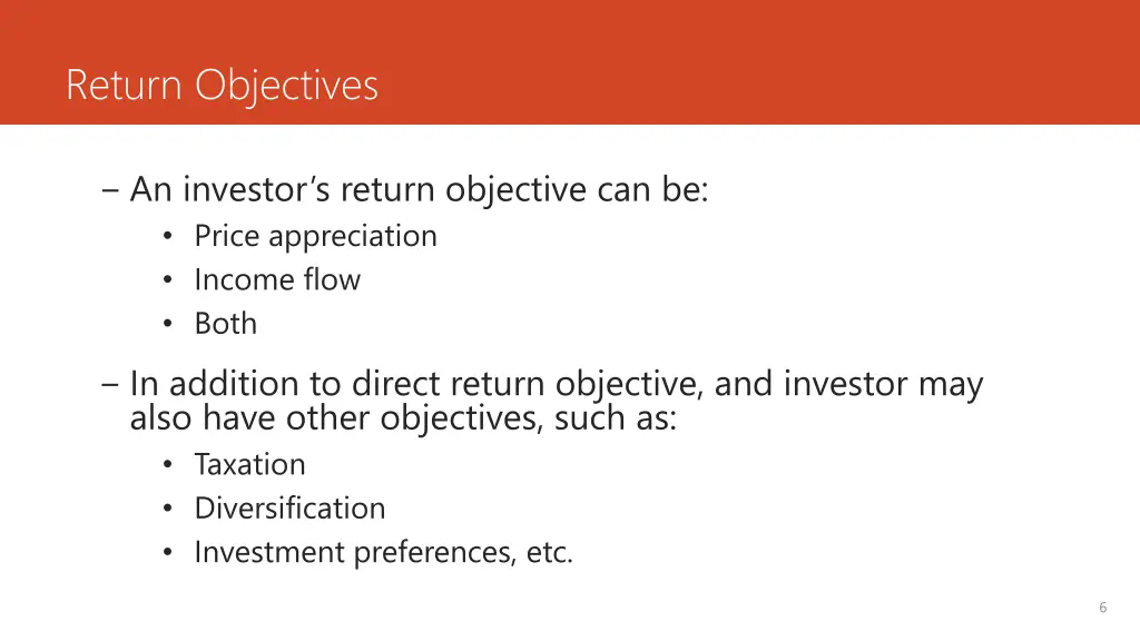 return objectives