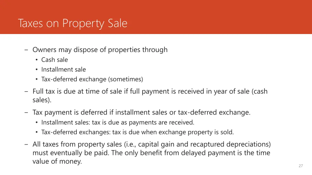 taxes on property sale