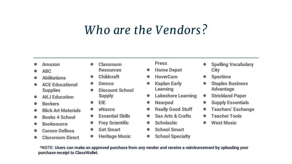 who are the vendors