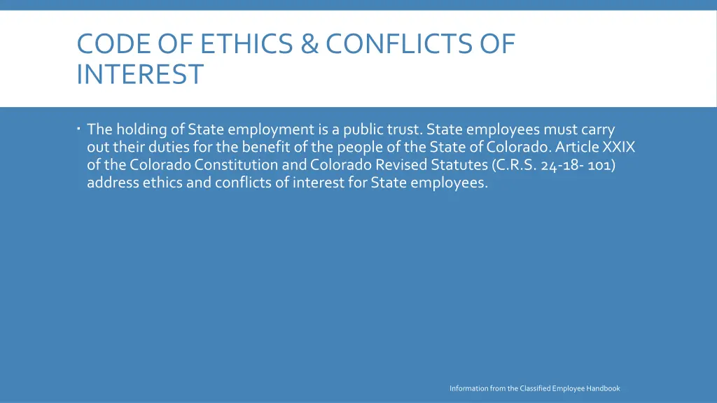 code of ethics conflicts of interest