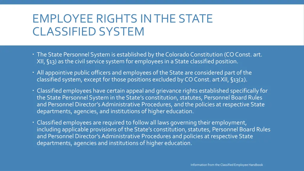 employee rights in the state classified system