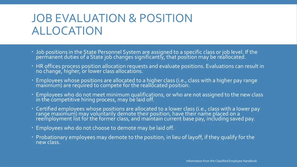 job evaluation position allocation