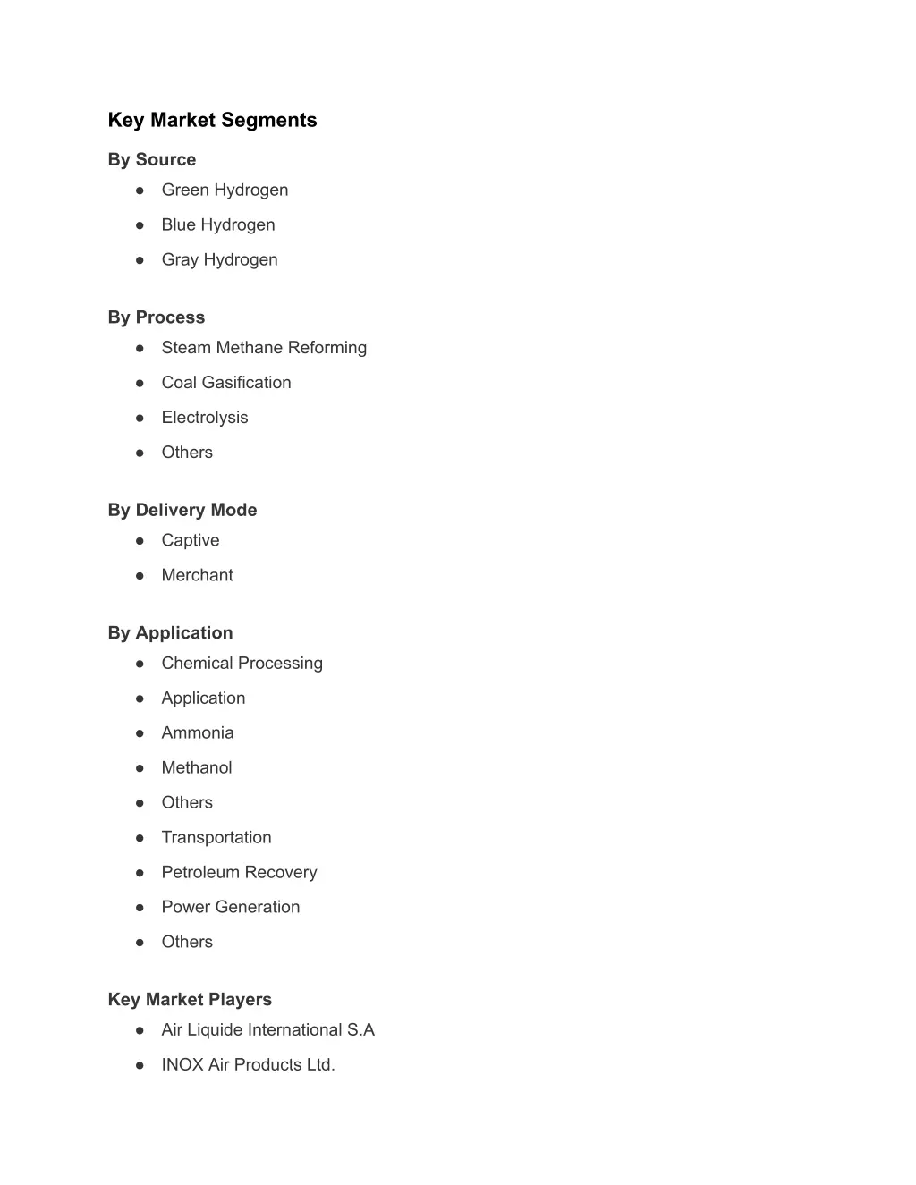 key market segments