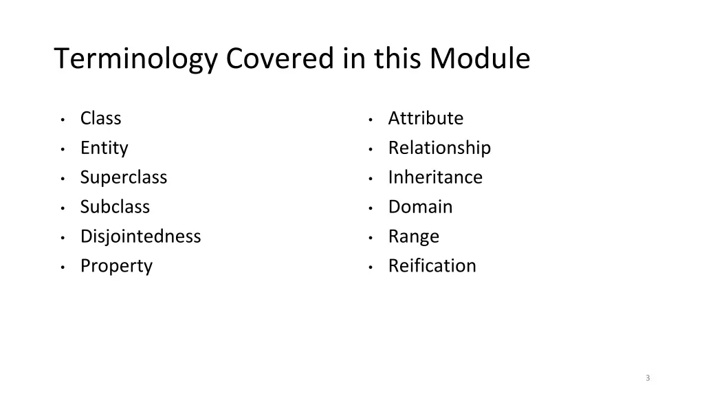 terminology covered in this module