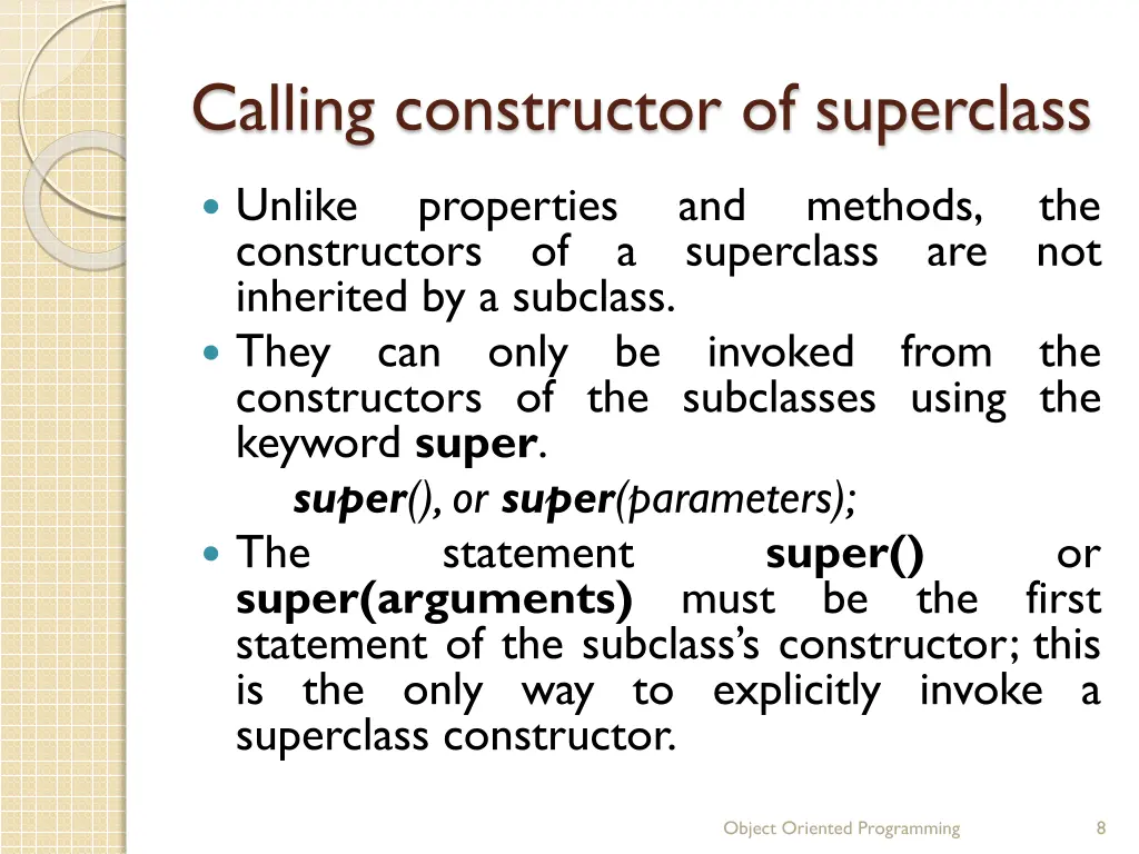 calling constructor of superclass