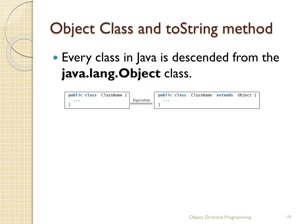 object class and tostring method