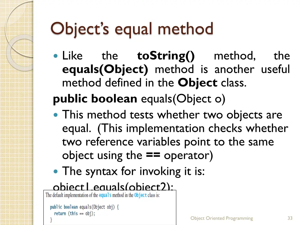 object s equal method