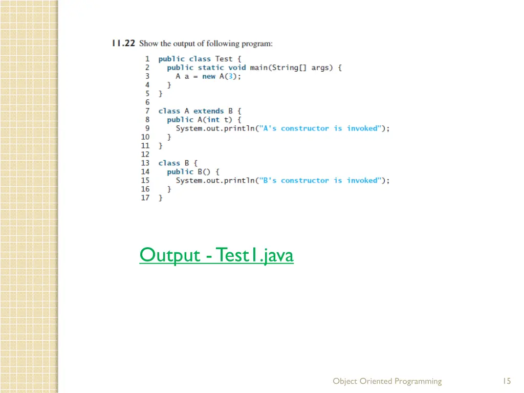 output test1 java