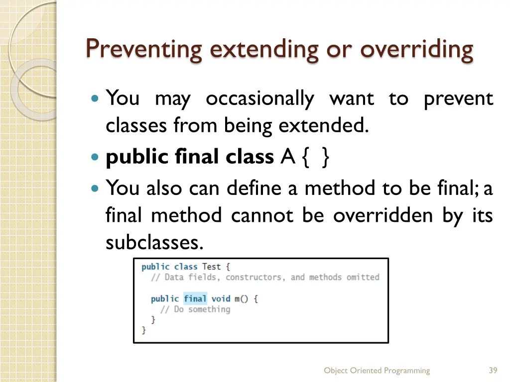 preventing extending or overriding