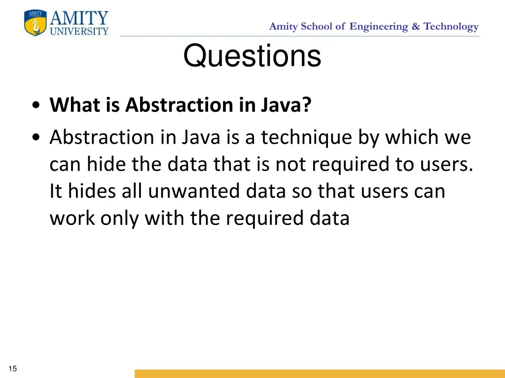 amity school of engineering technology questions