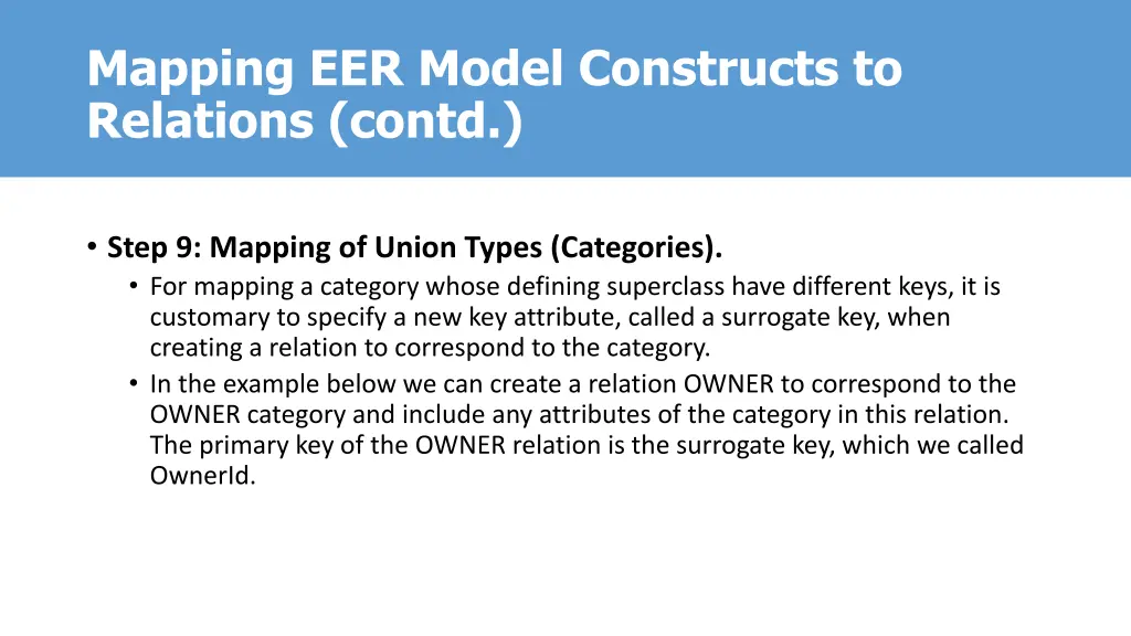 mapping eer model constructs to relations contd 2