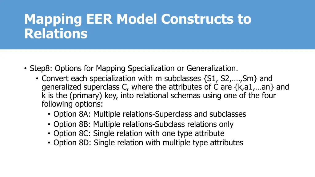 mapping eer model constructs to relations