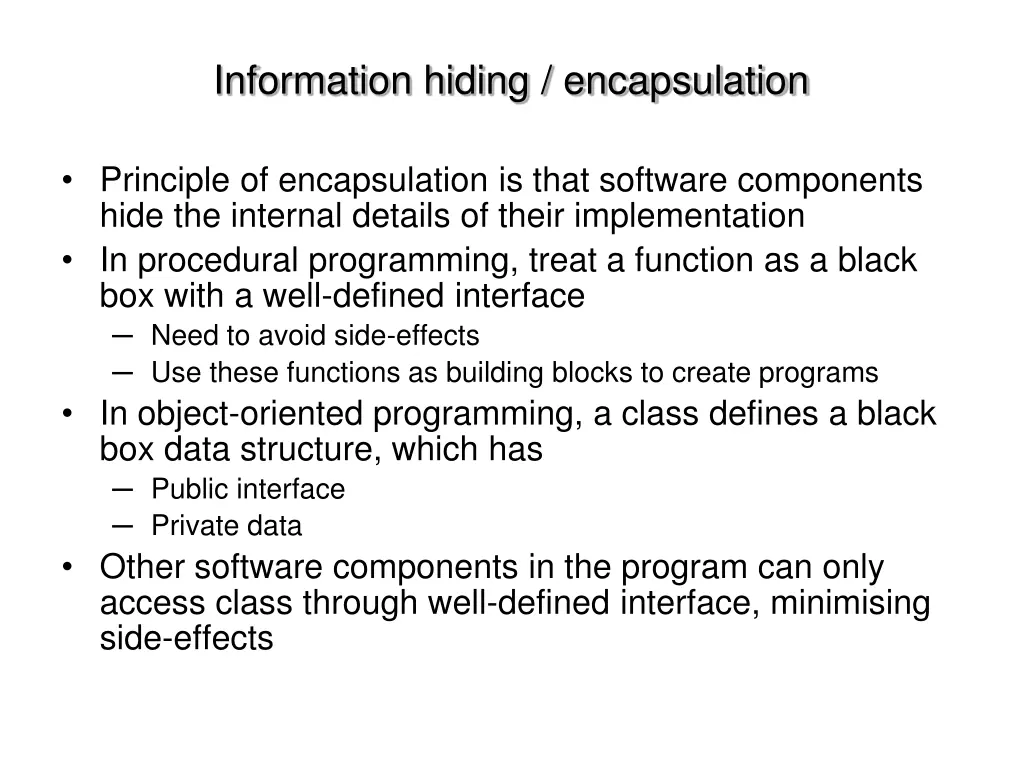 information hiding encapsulation