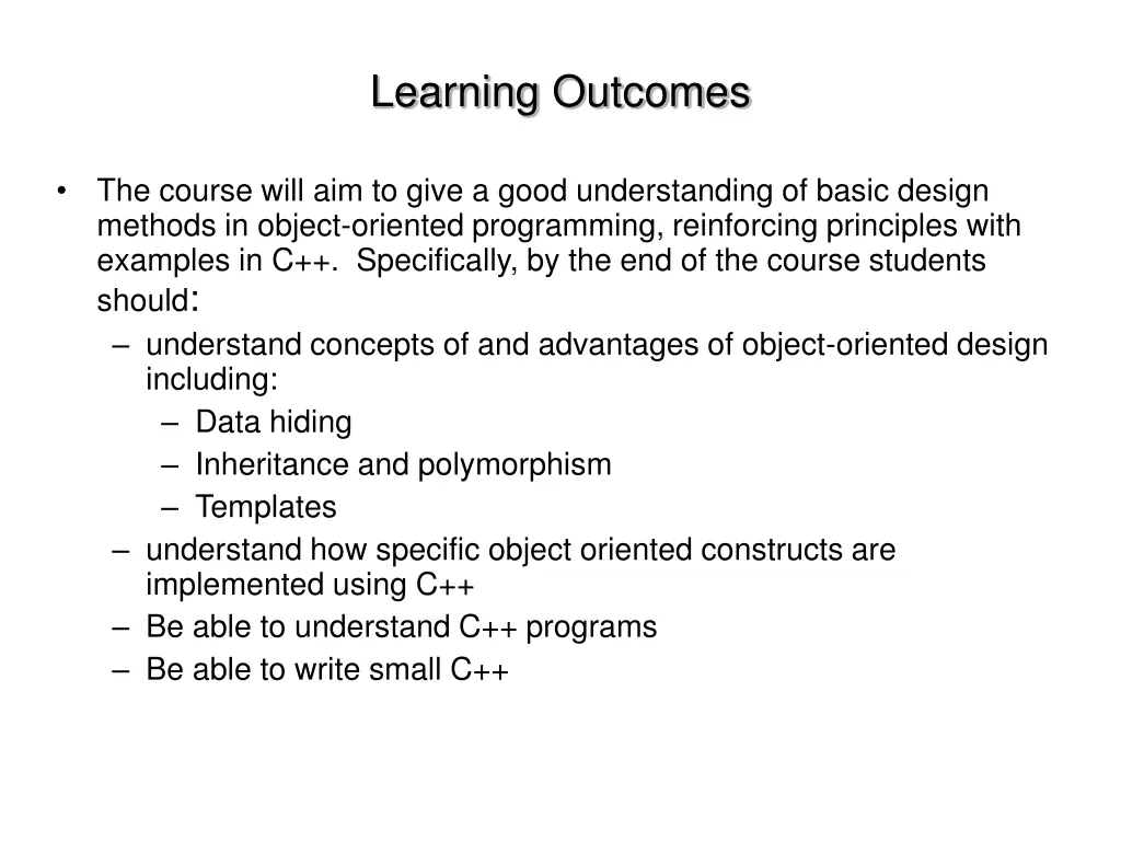 learning outcomes