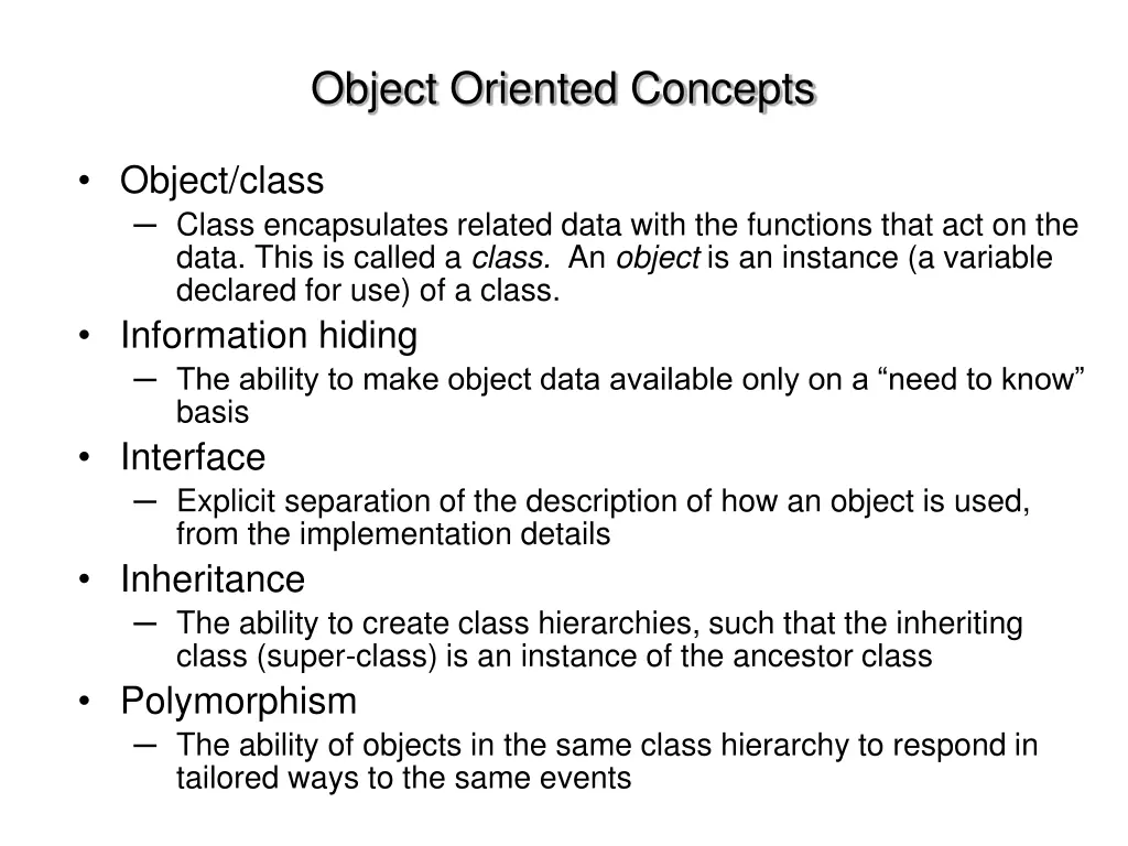 object oriented concepts