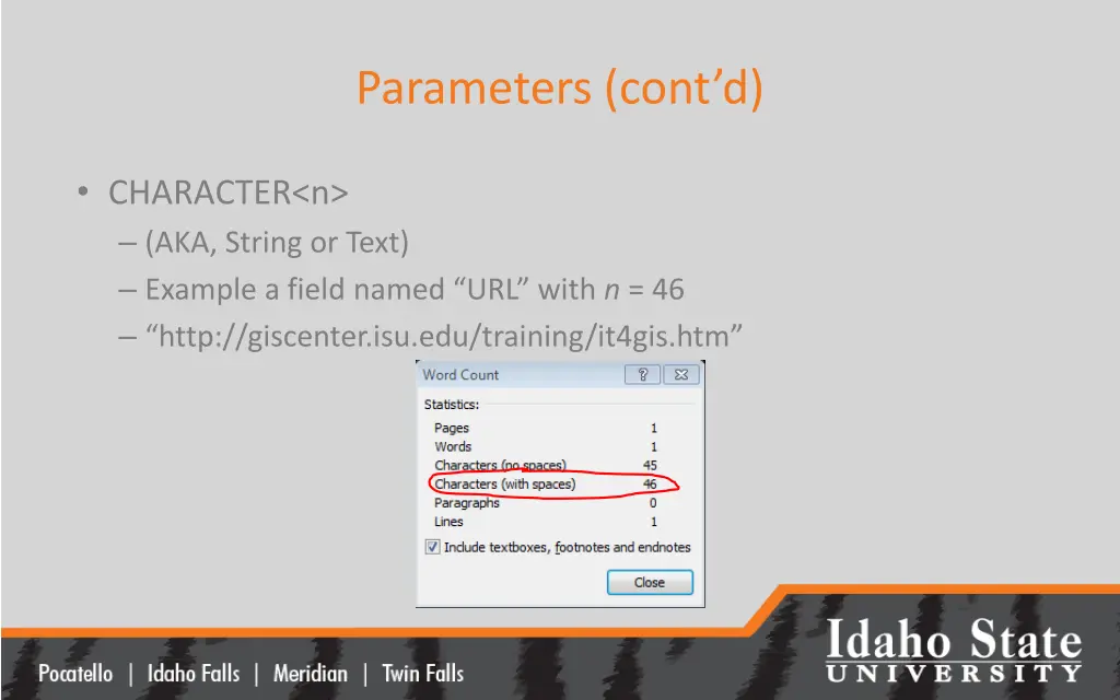 parameters cont d 1