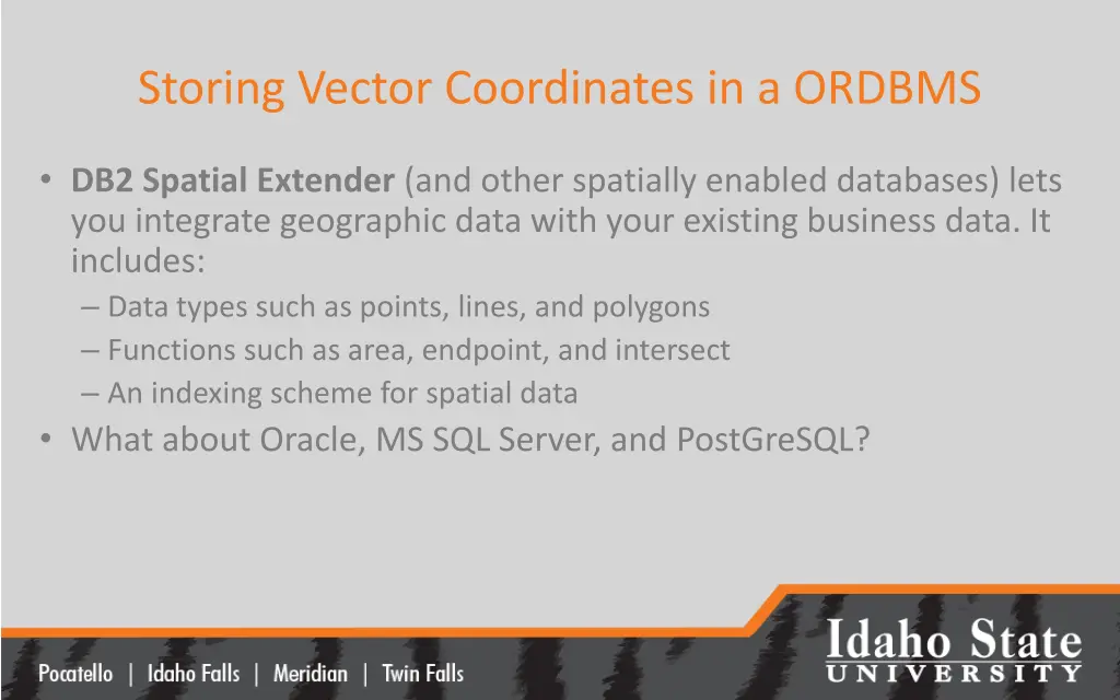 storing vector coordinates in a ordbms