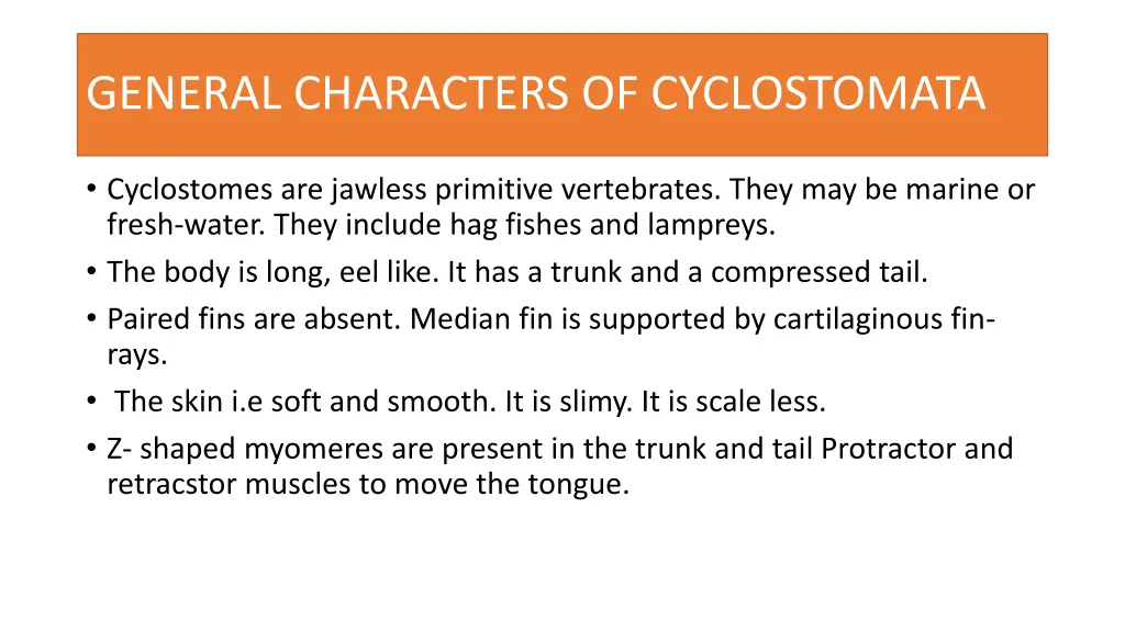 general characters of cyclostomata