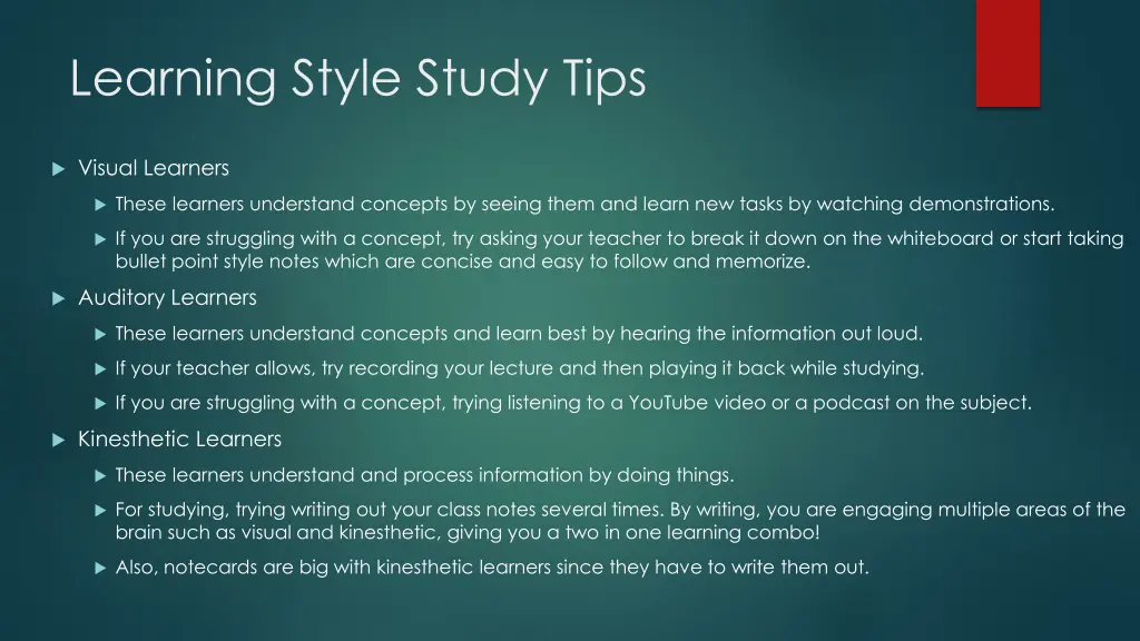 learning style study tips