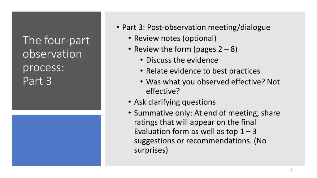 part 3 post observation meeting dialogue review