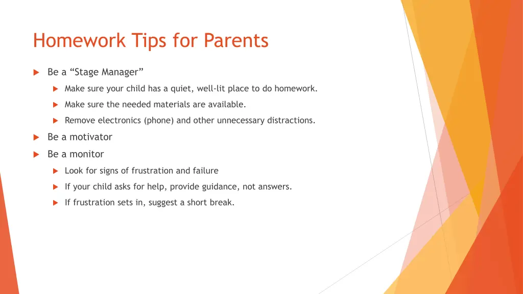 homework tips for parents