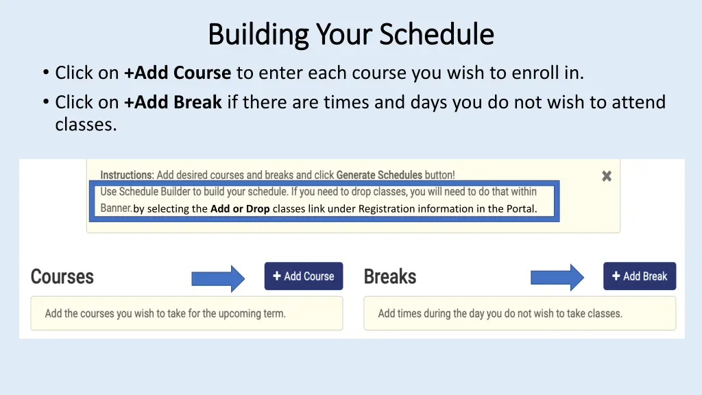 building your schedule building your schedule