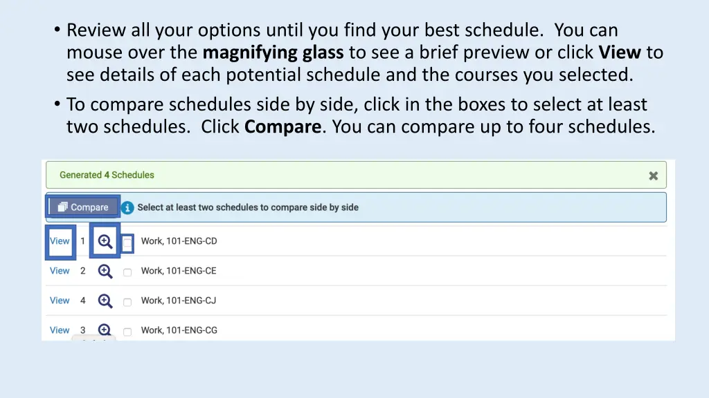 reviewing schedules