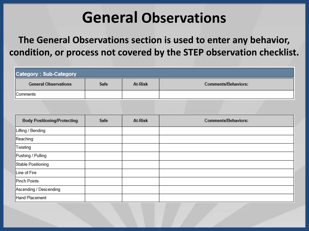 general observations