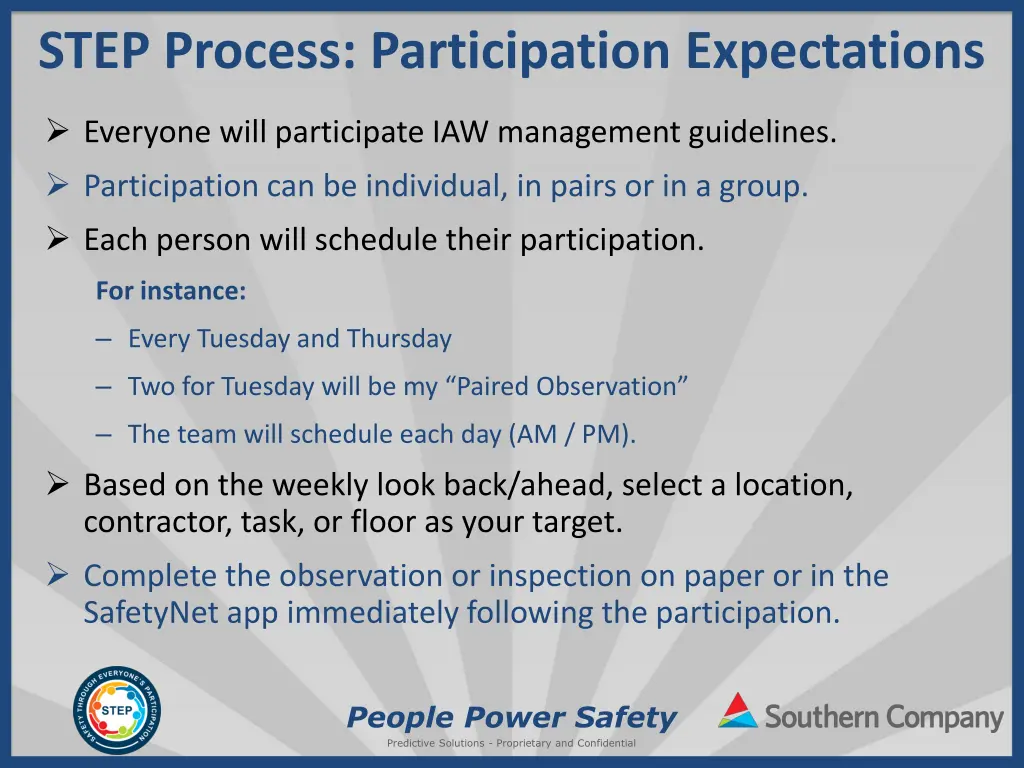 step process participation expectations