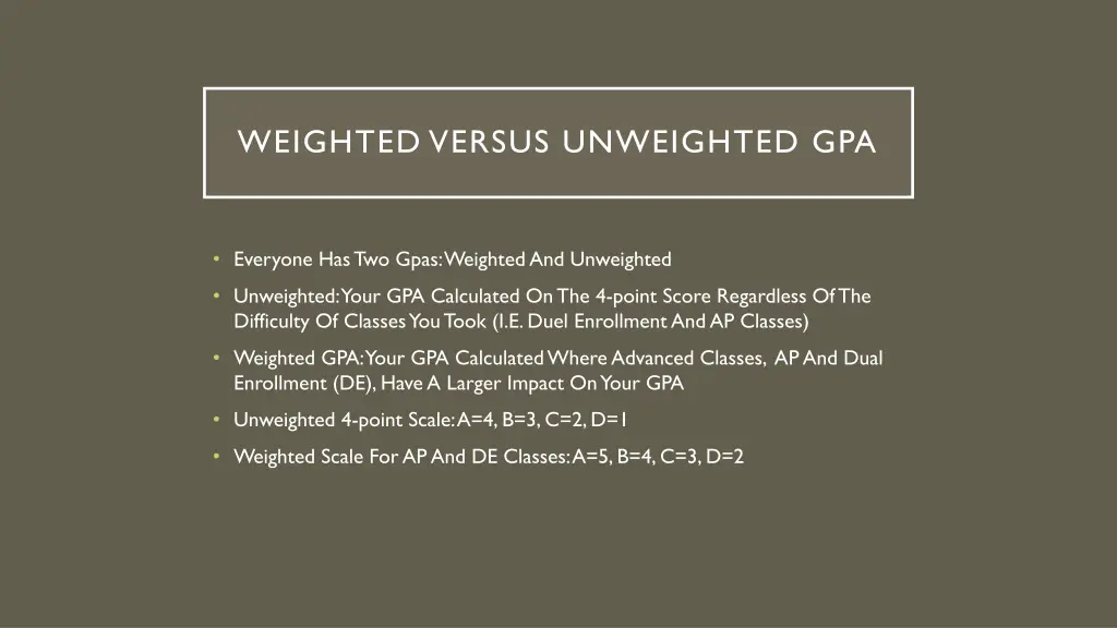 weighted versus unweighted gpa