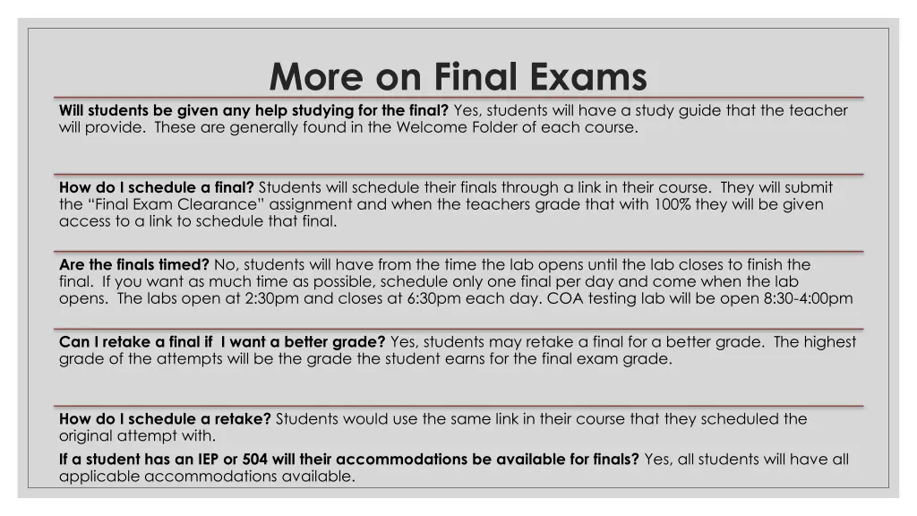 more on final exams