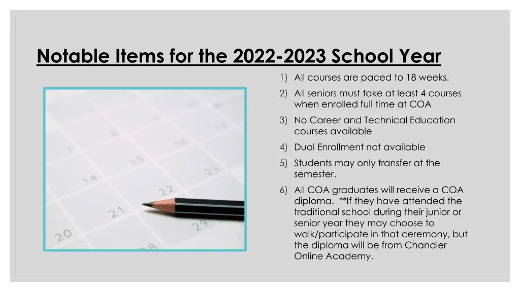 notable items for the 2022 2023 school year